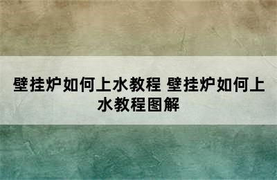 壁挂炉如何上水教程 壁挂炉如何上水教程图解